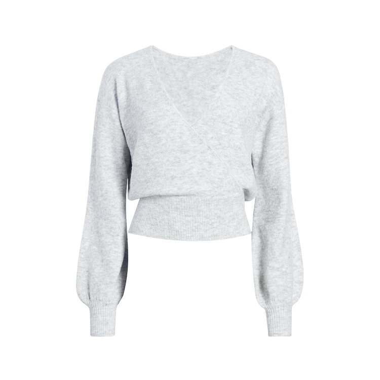 Cozy Knit Wrap Sweater | Heather Grey