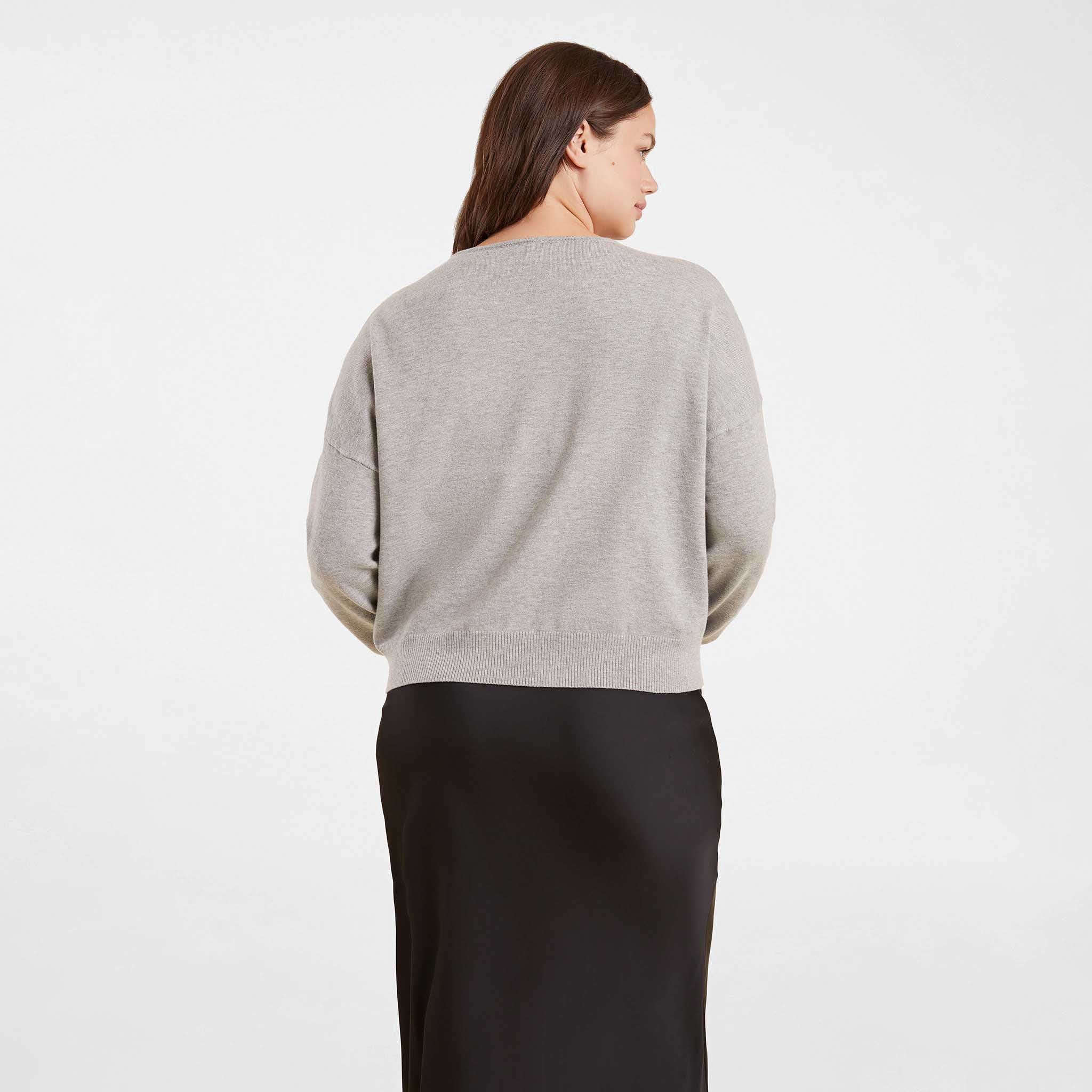 Luxe Knit V-Neck Sweater | Heather Grey