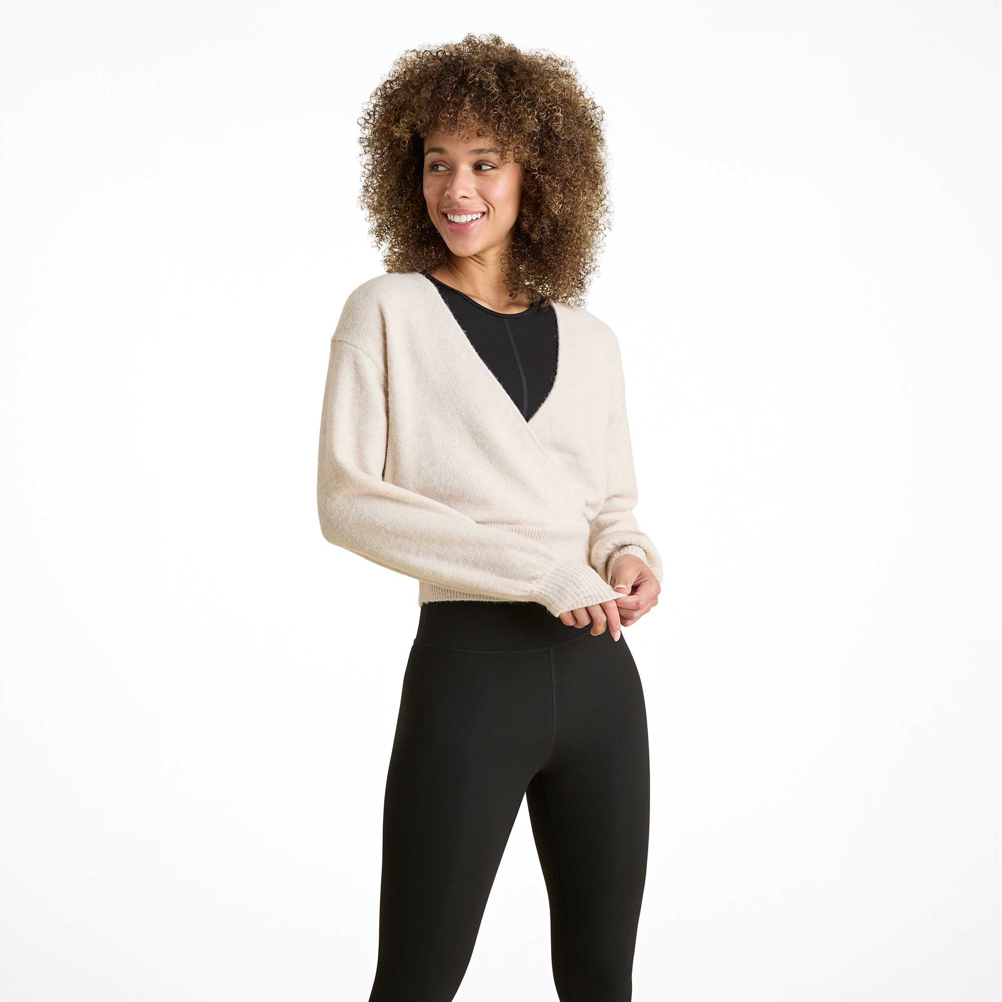 Cozy Knit Wrap Sweater | Bone