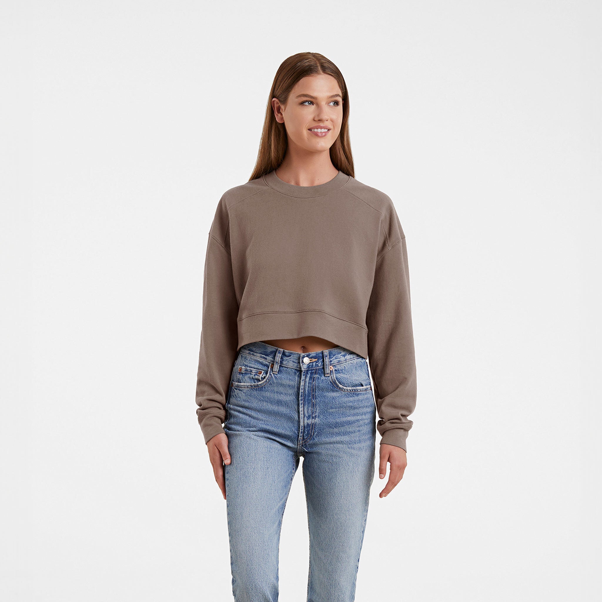 Cropped Crewneck Sweatshirt | Mocha