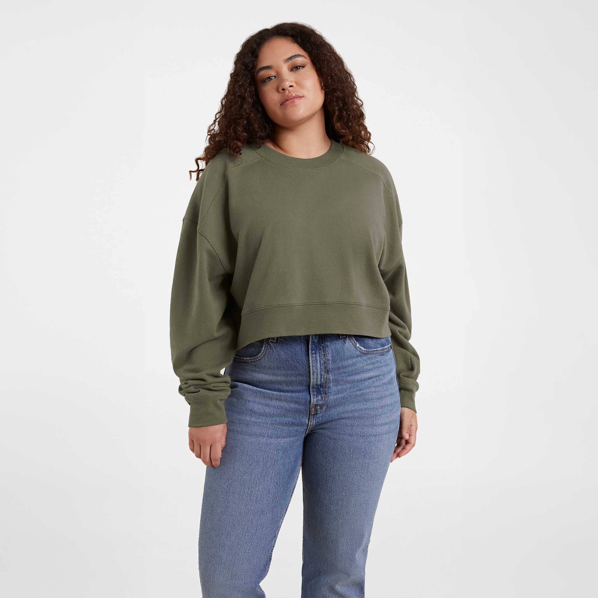 Cropped Crewneck Sweatshirt | Olive