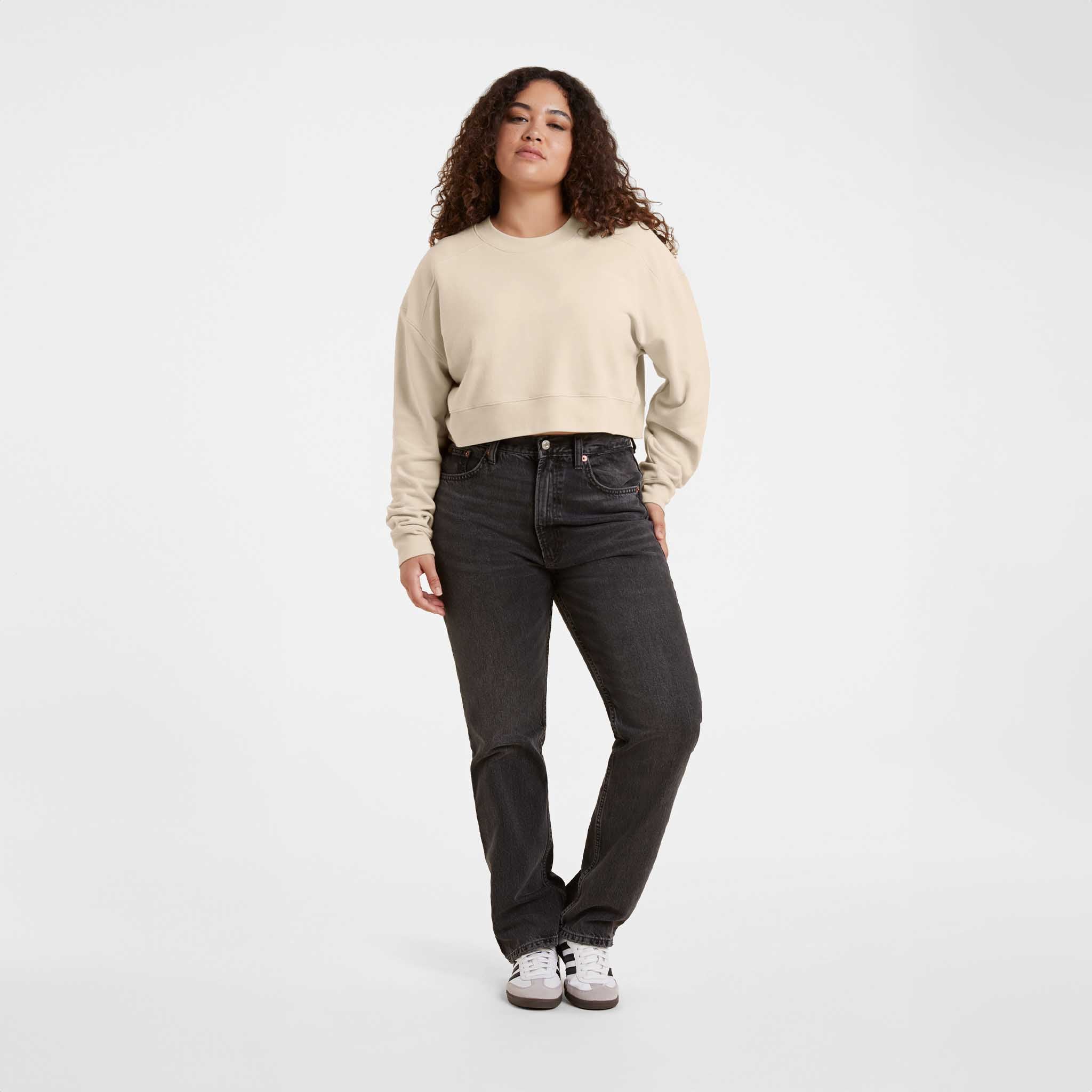 Cropped Crewneck Sweatshirt | Bone