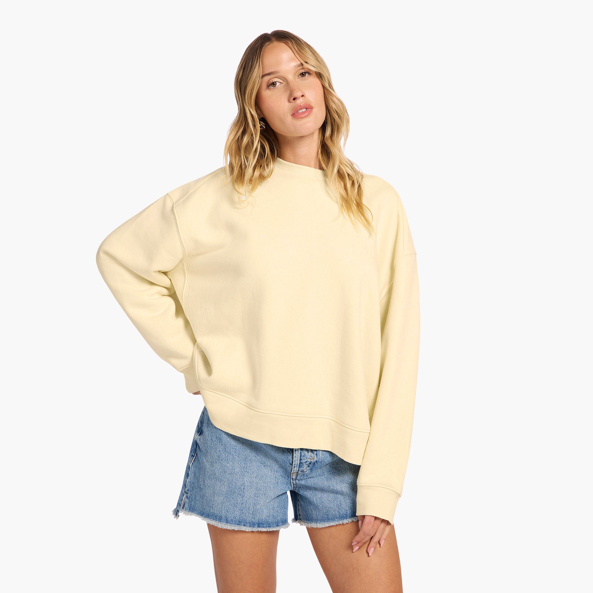 Vintage Fleece Oversized Boxy Crewneck Sweatshirt | Butter