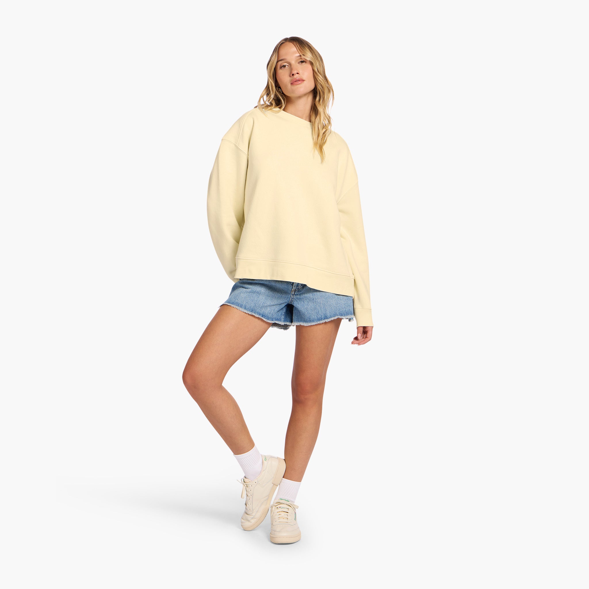 Vintage Fleece Oversized Boxy Crewneck Sweatshirt | Butter