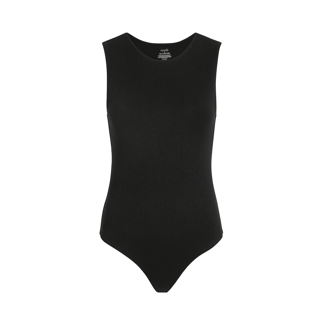 Ribbed Crewneck Tank Bodysuit | Black