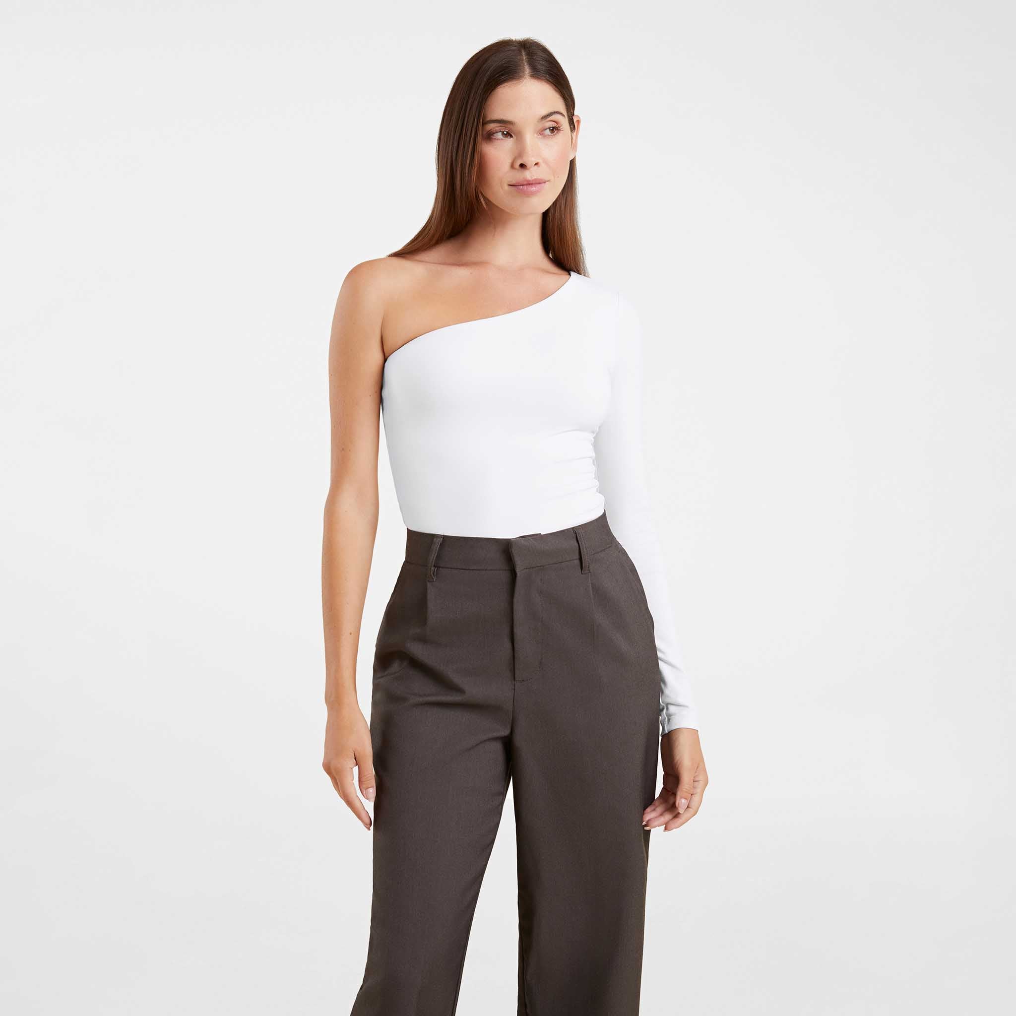 One Shoulder Bodysuit | White