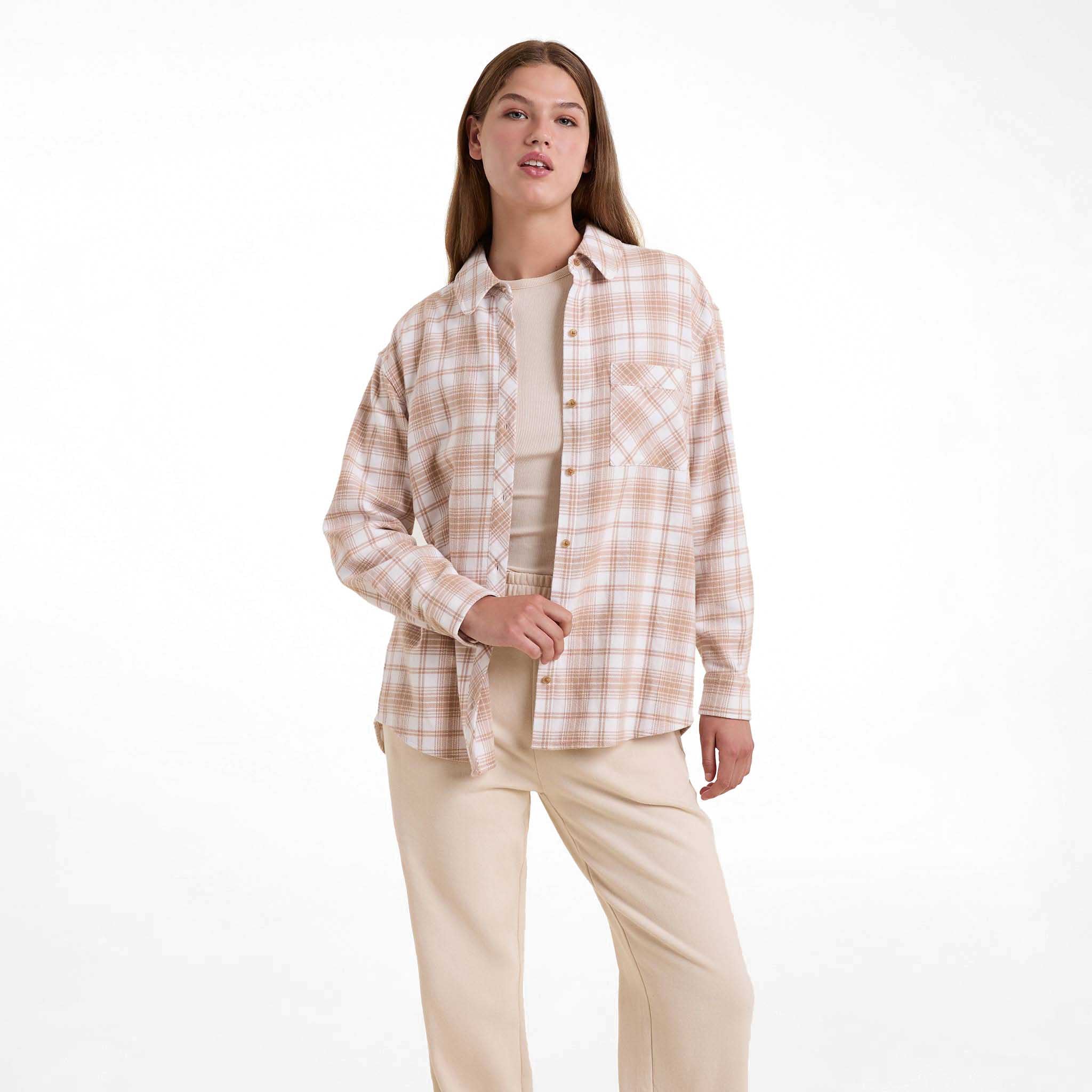Boyfriend Flannel | White/Sand