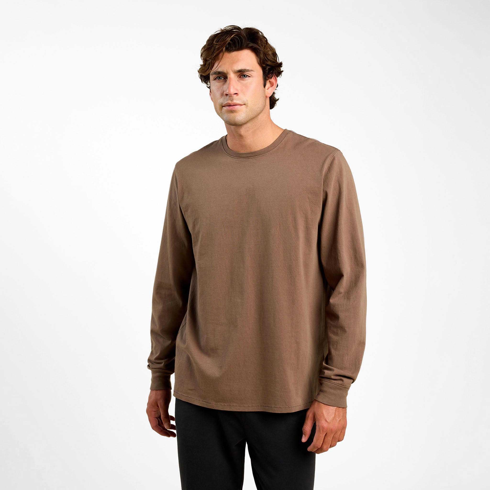 Vintage Cotton Men's Long Sleeve Everyday T-Shirt | Mocha