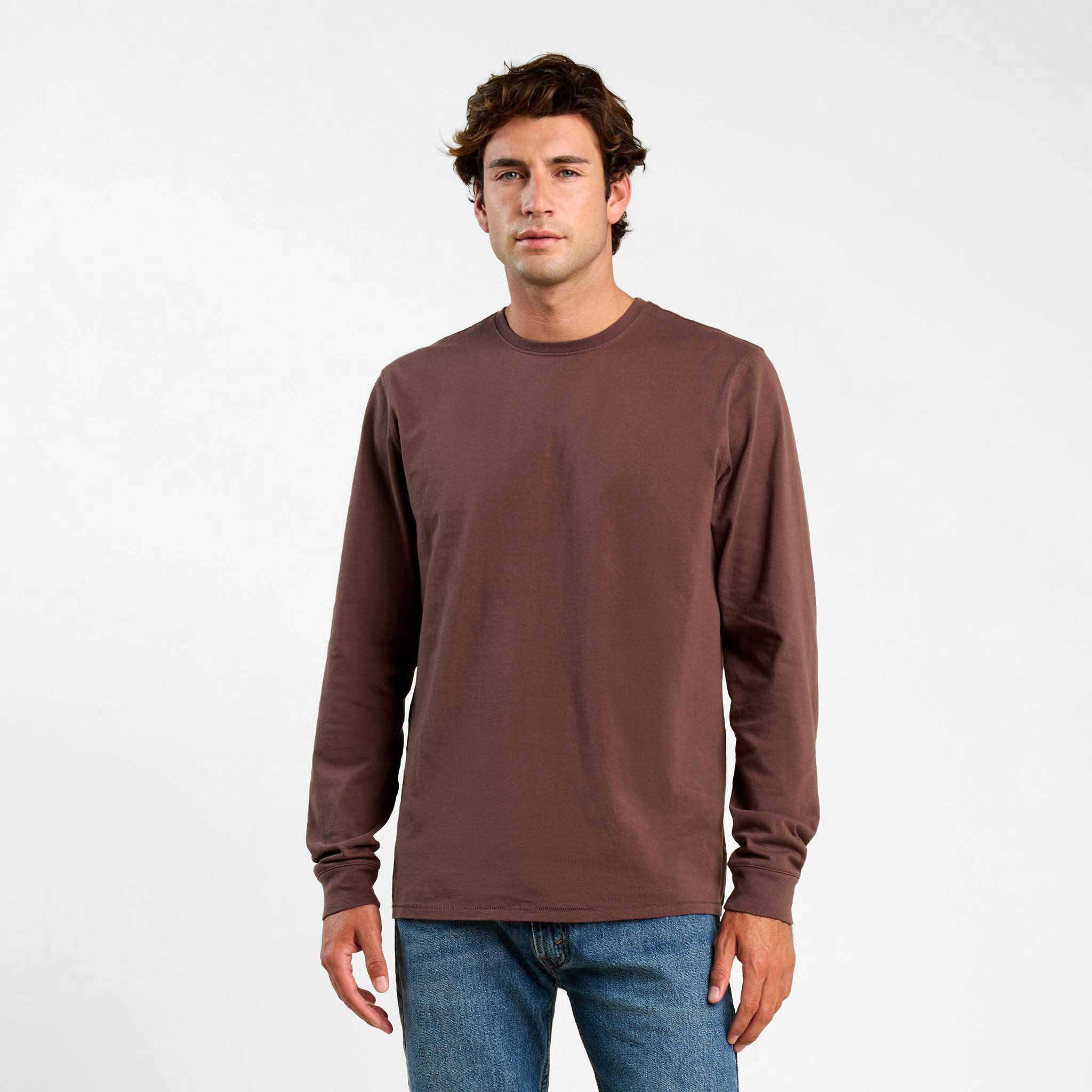 Vintage Cotton Men's Long Sleeve Everyday T-Shirt | Coffee