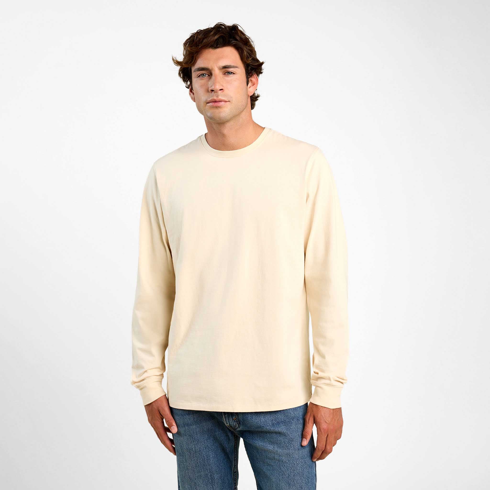 Vintage Cotton Men's Long Sleeve Everyday T-Shirt | Bone