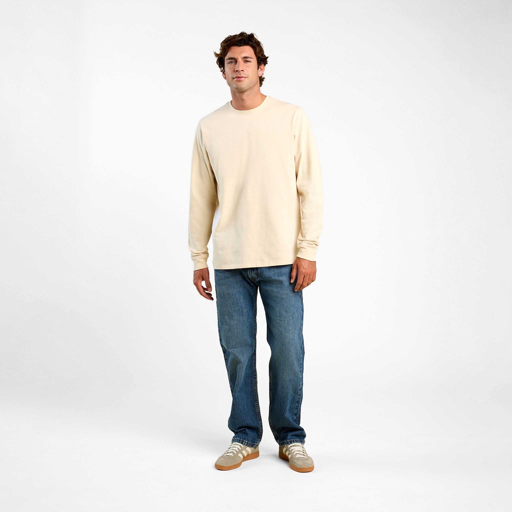 Vintage Cotton Men's Long Sleeve Everyday T-Shirt | Bone