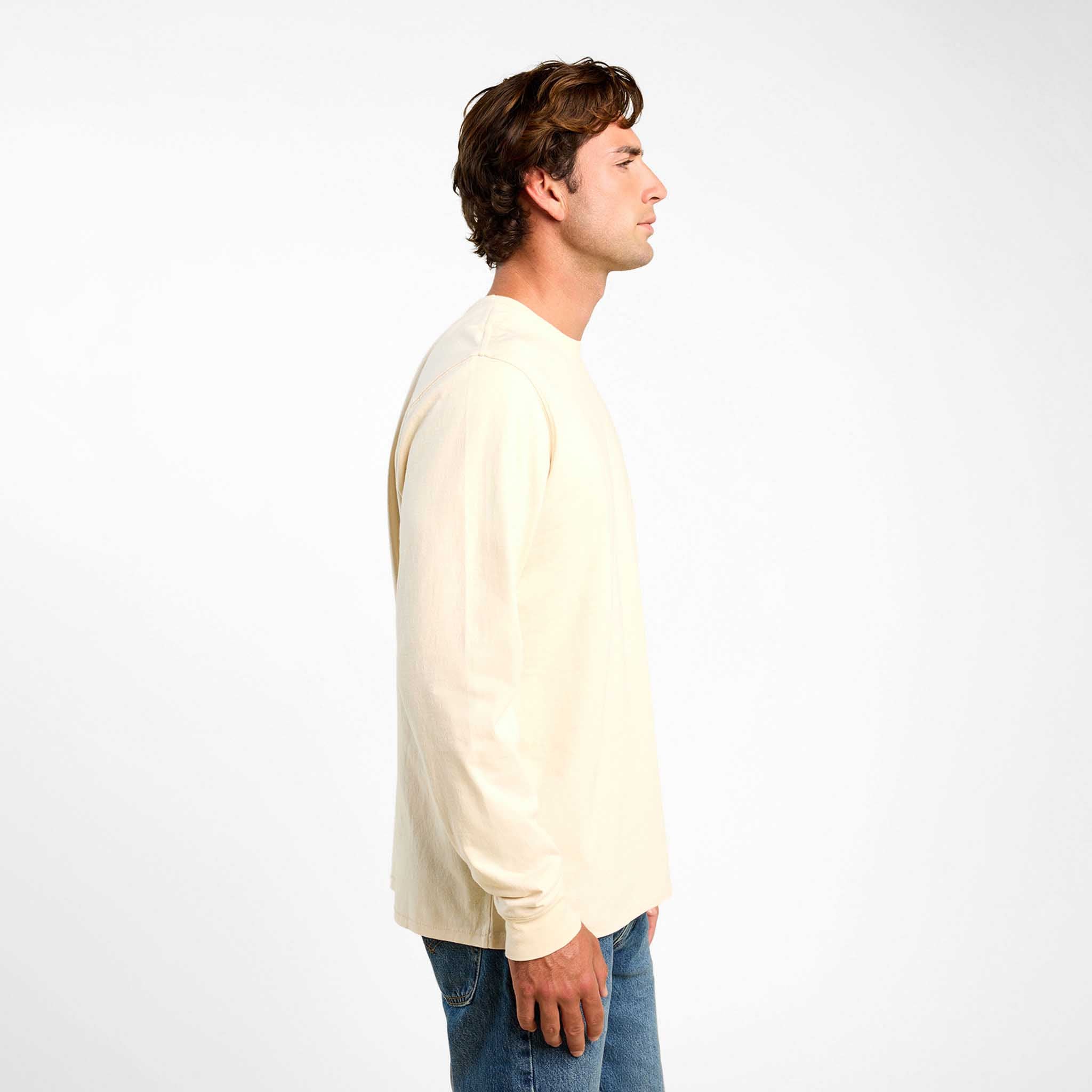 Vintage Cotton Men's Long Sleeve Everyday T-Shirt | Bone