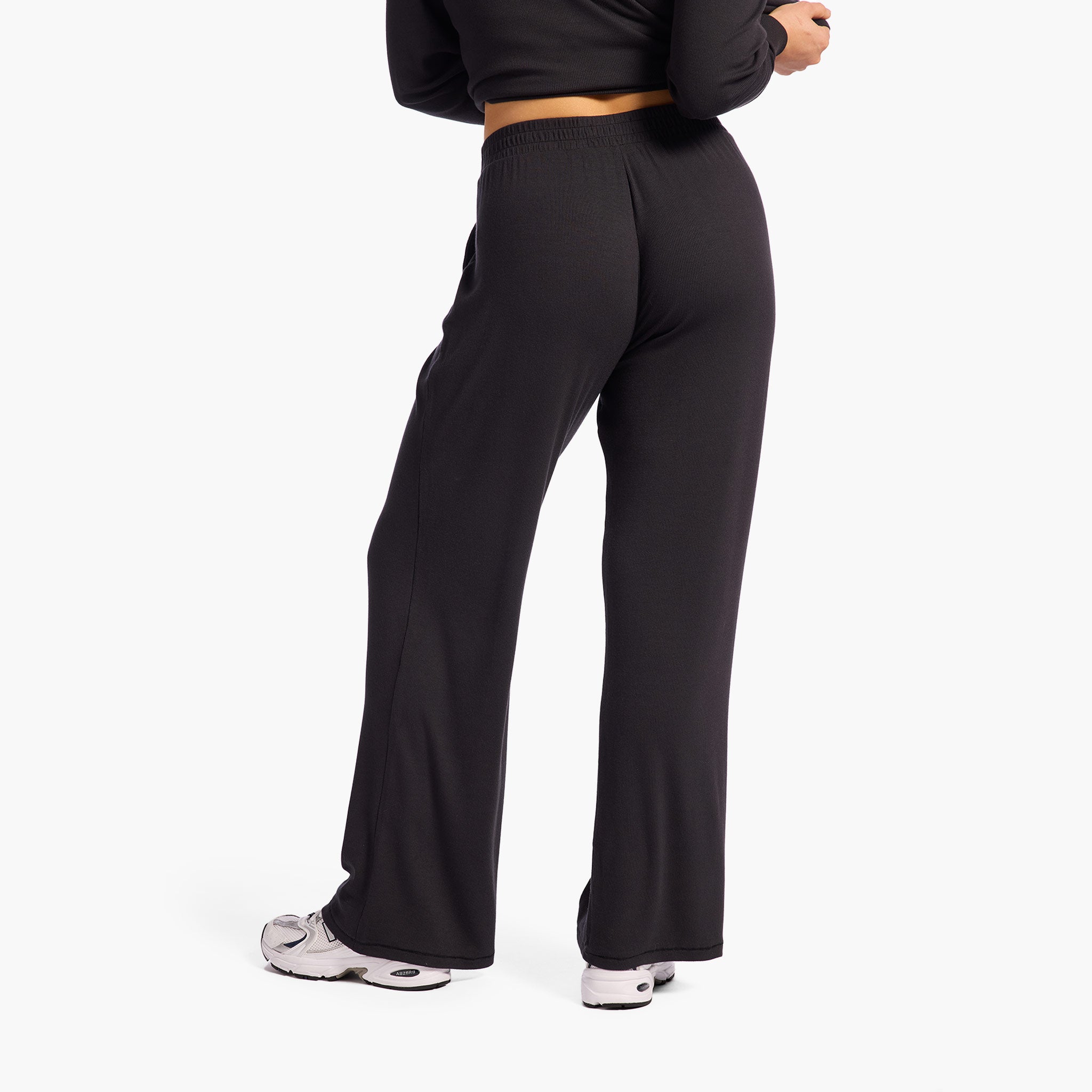 Slinky Rib Wide Leg Pant | Black