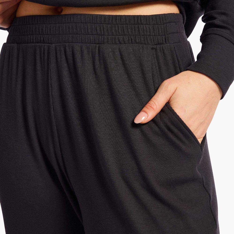 Slinky Rib Wide Leg Pant | Black