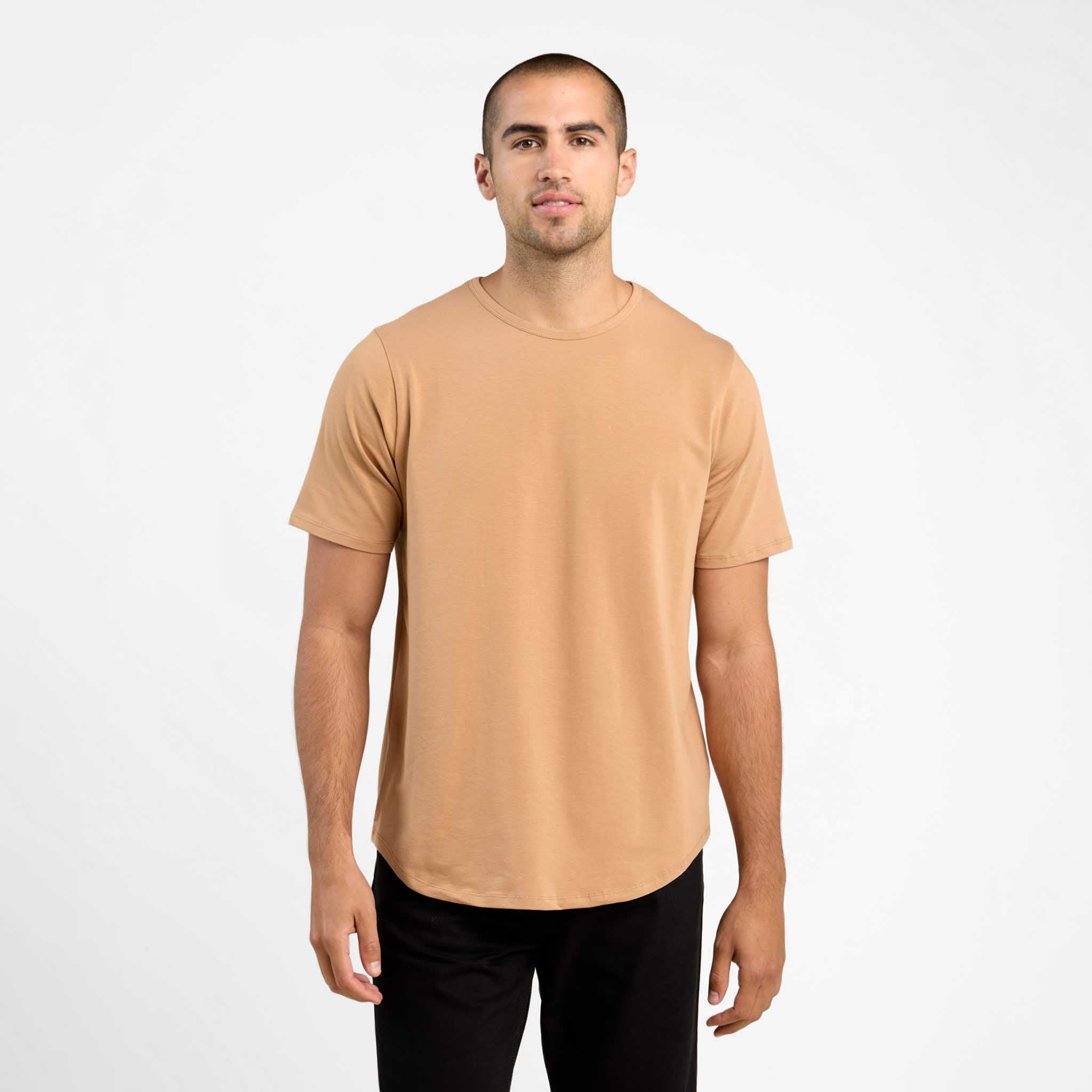 Short Sleeve Curved Hem T-Shirt | Cinnamon