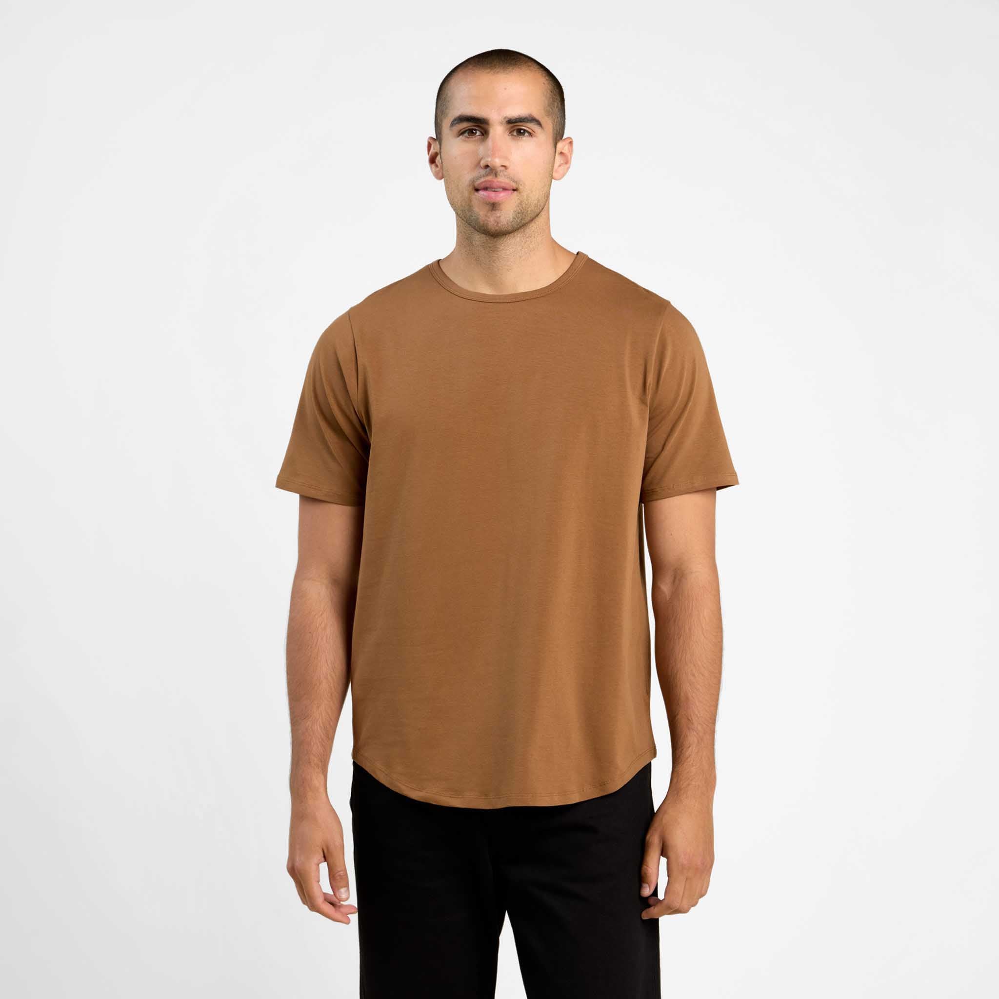 Short Sleeve Curved Hem T-Shirt | Chocolate