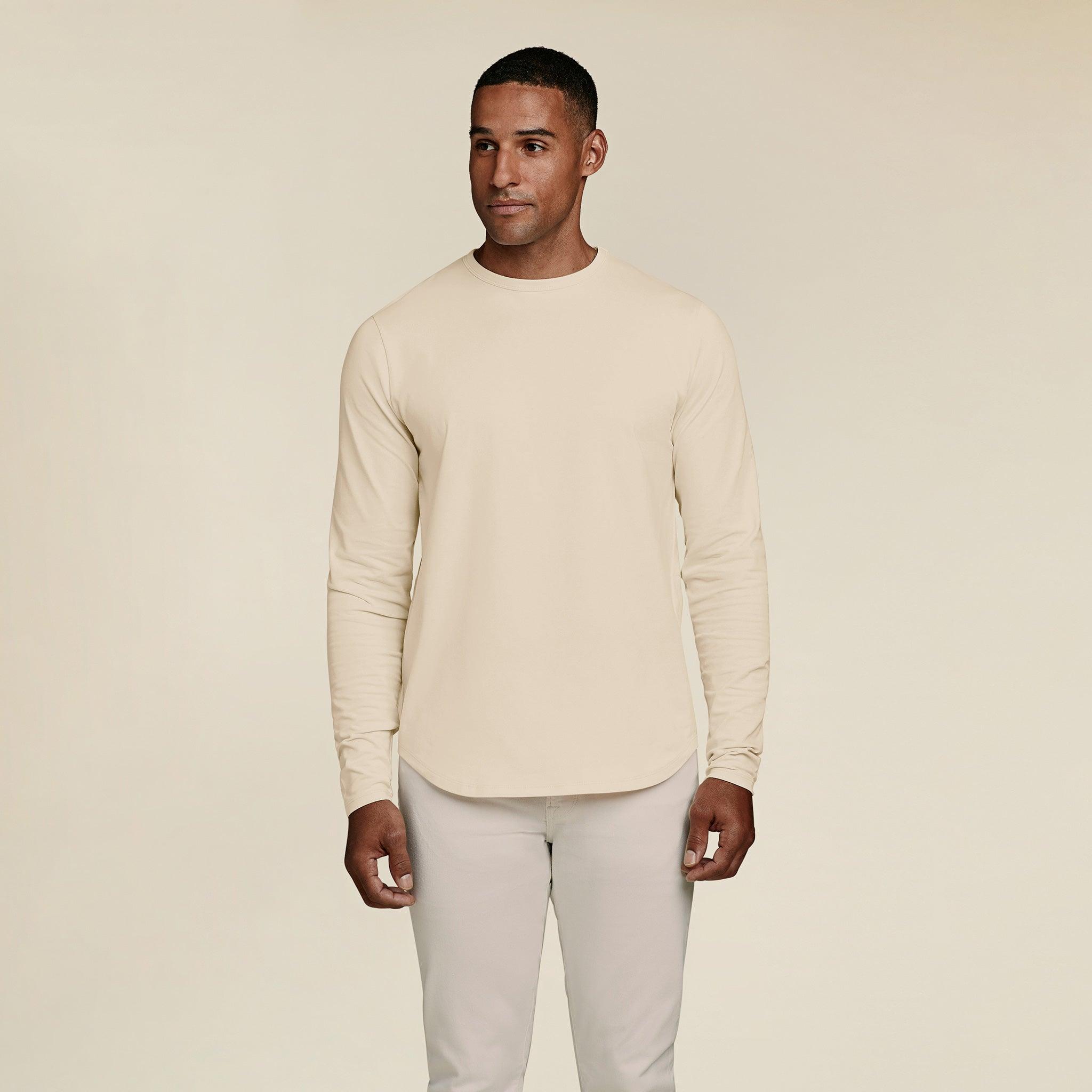 Long Sleeve Curved Hem T-Shirt | Bone