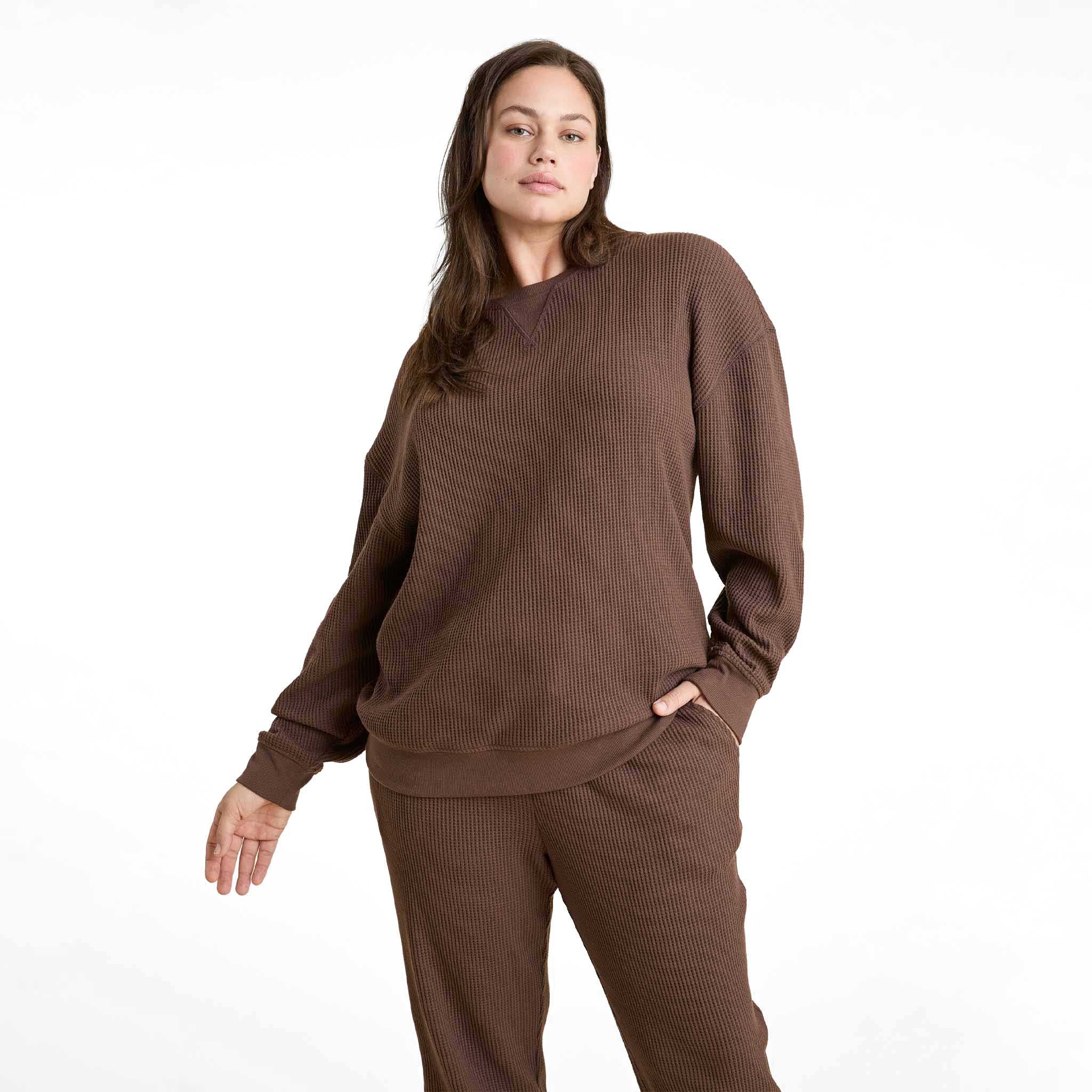 Waffle Crewneck Pullover | Coffee