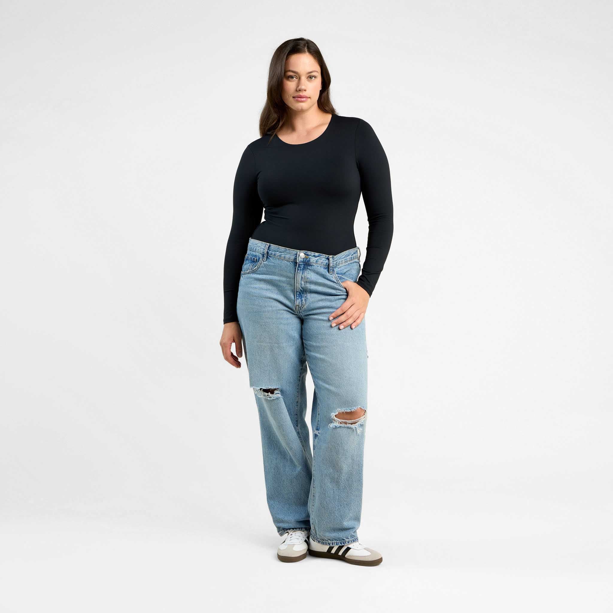 Long Sleeve Crewneck Bodysuit | Black