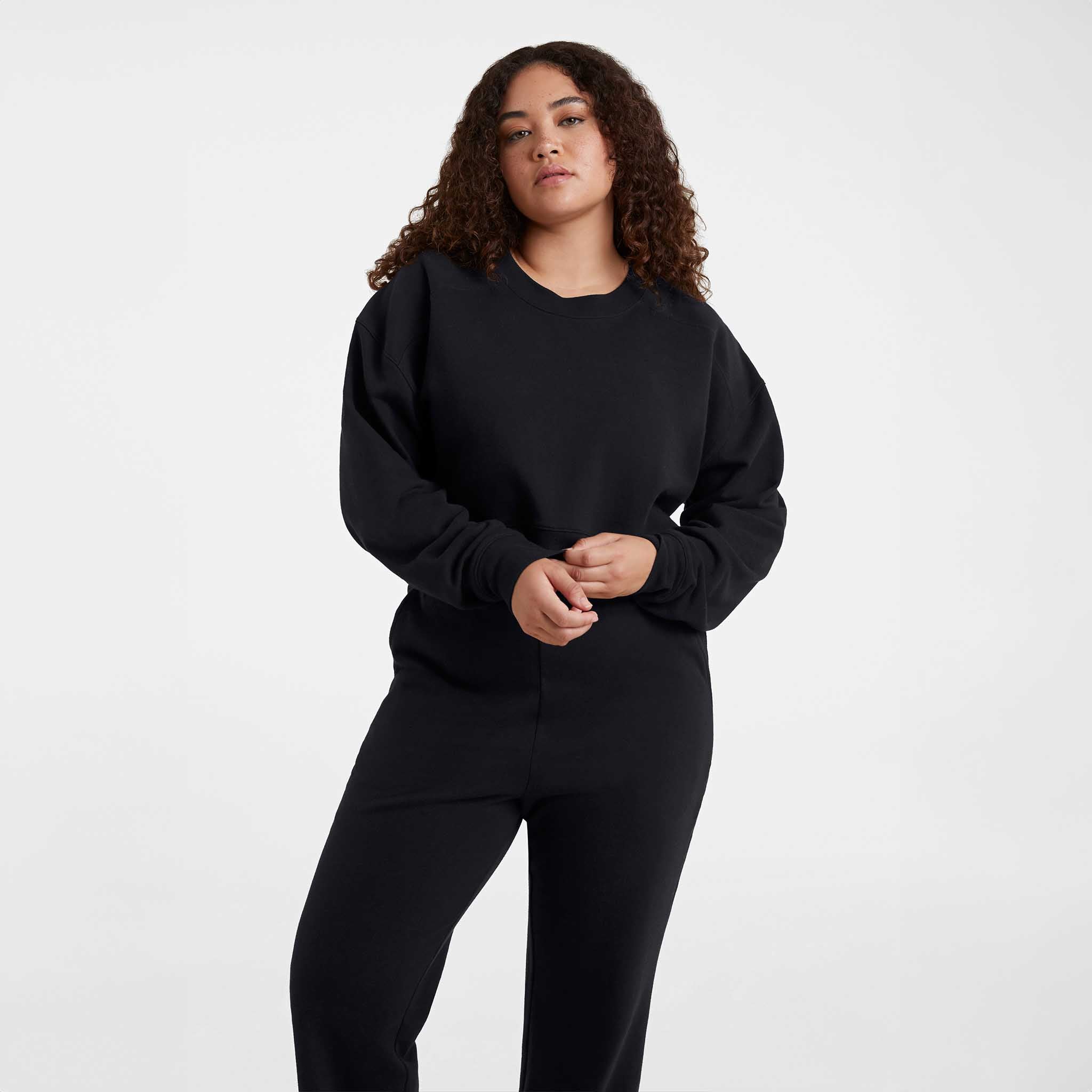 Cropped Crewneck Sweatshirt | Black
