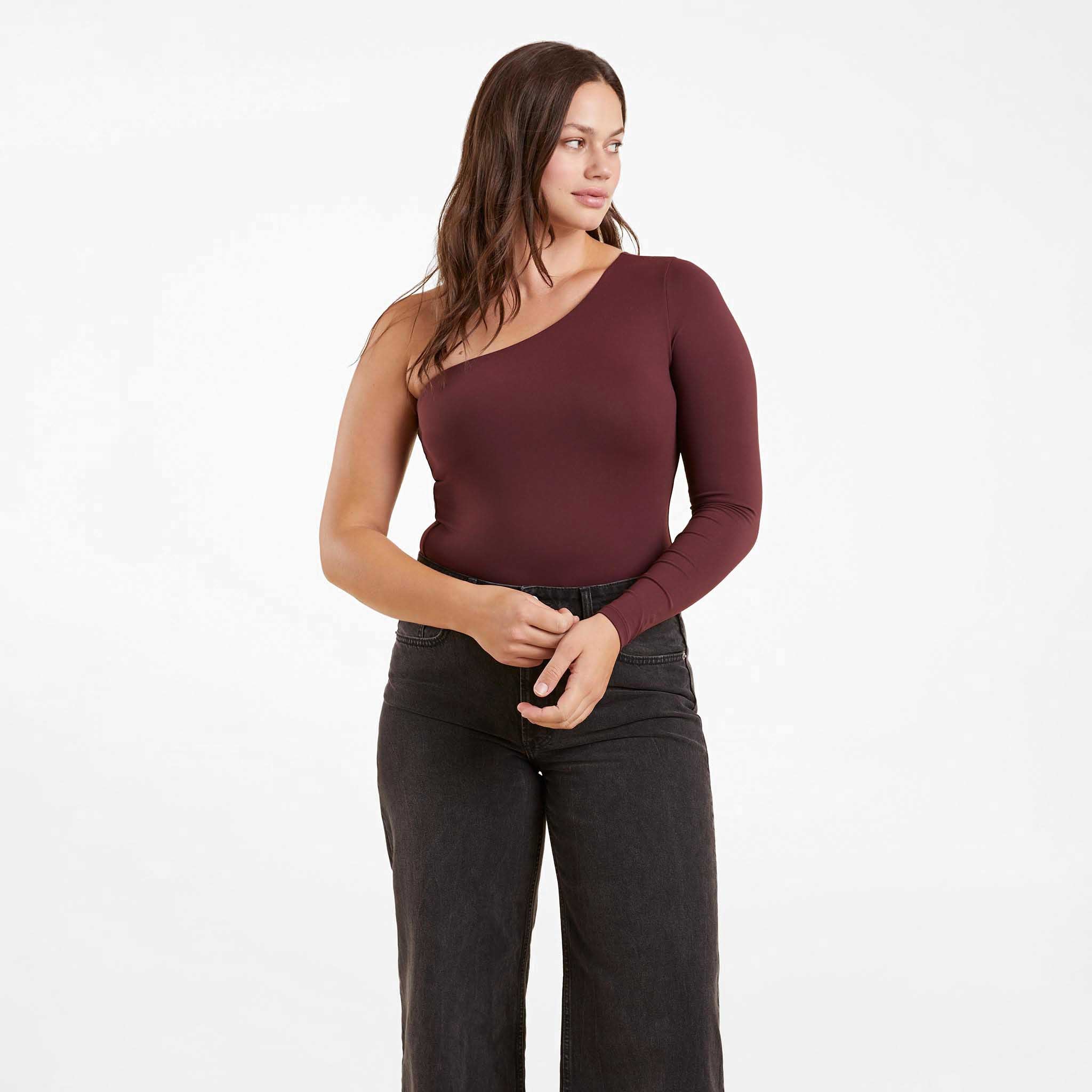 One Shoulder Bodysuit | Merlot