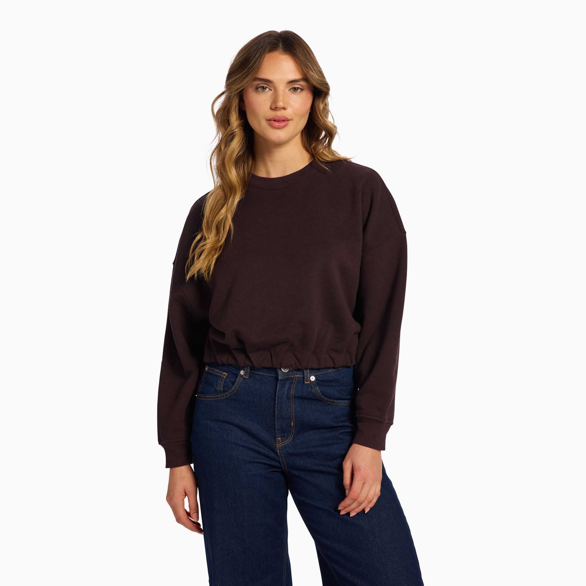 Vintage Fleece Cinch Waist Sweatshirt | Eggplant