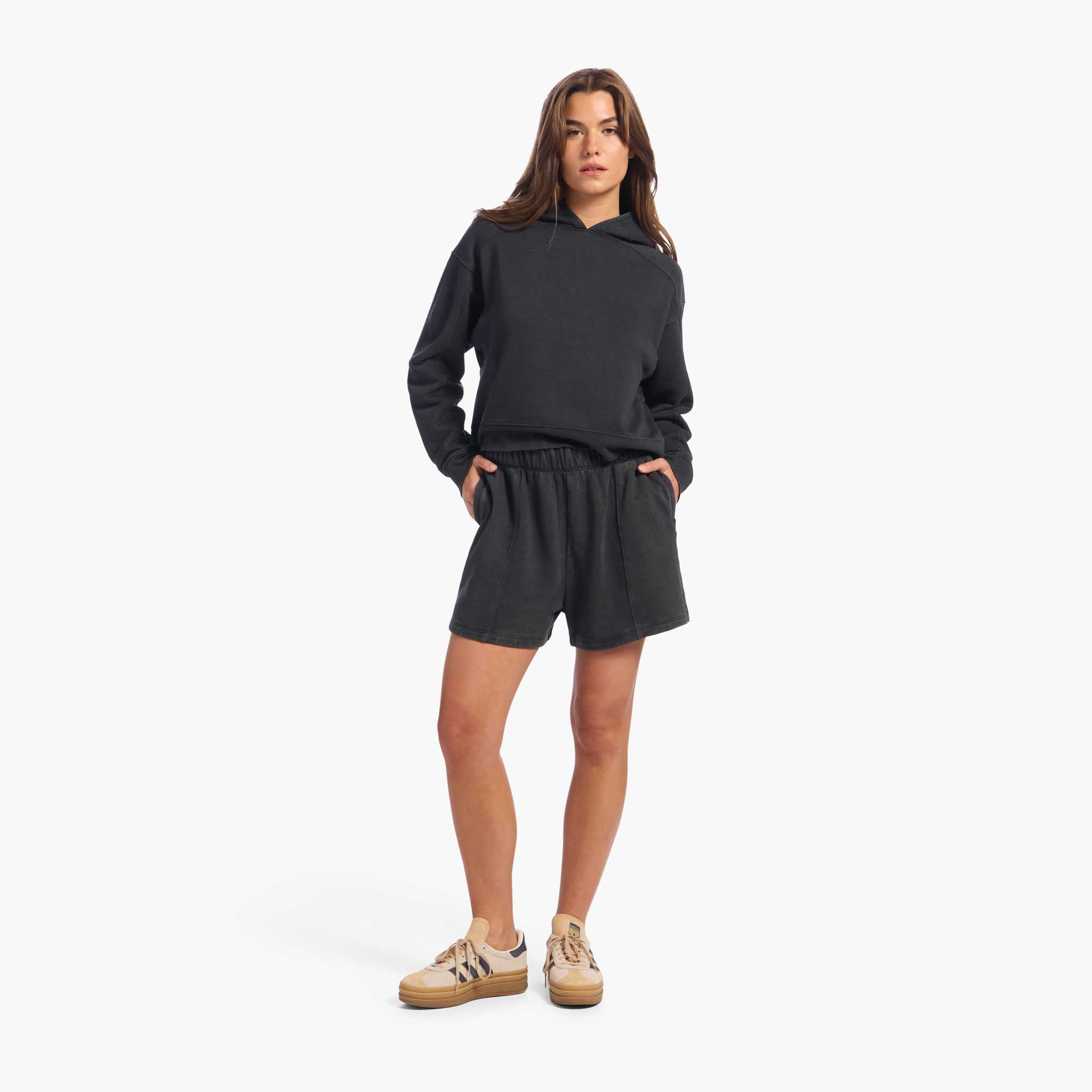 Vintage Fleece Seamed Short | Washed Black